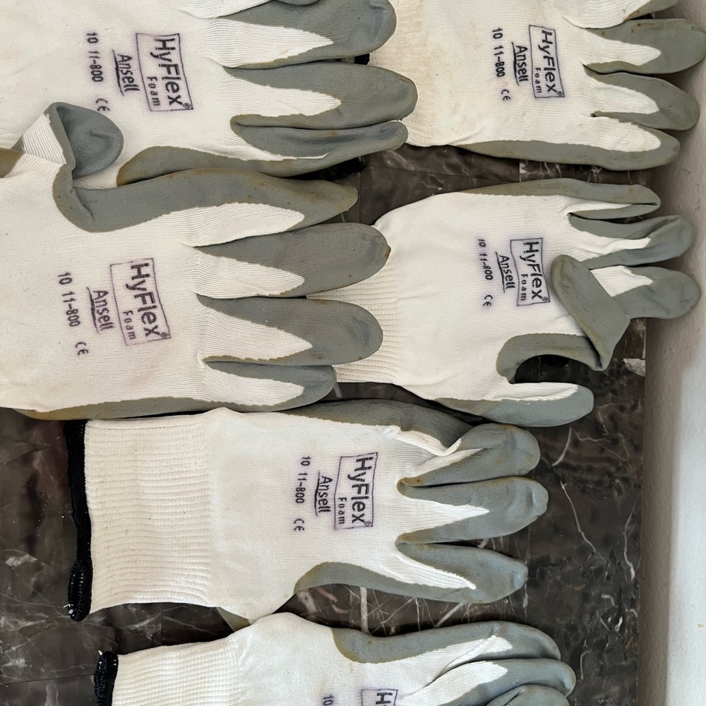 HyFlex Ansell Gray & White Work Gloves (Lot)